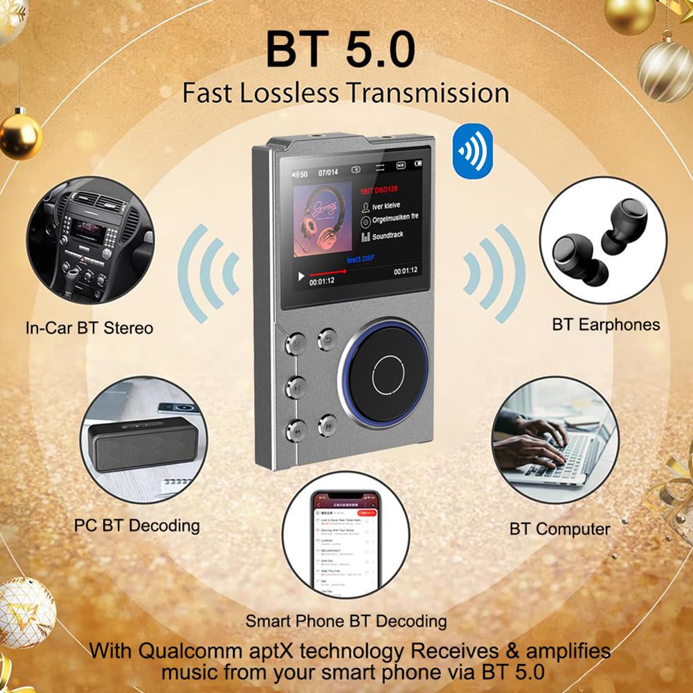 Hi-Fi MP3-плеер без потерь DSD Цифровой аудио-плеер Музыкальный плеер с поддержкой Bluetooth 5.3 Цифровой музыкальный плеер Портативный аудио-плеер 256 ГБ