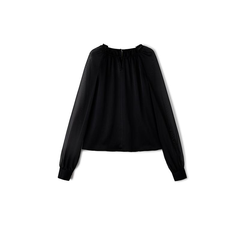 [Same as in the mall] TKY SHOP Luxury and Premium Shirt for Women 2024 Summer New Product Black Round Neck