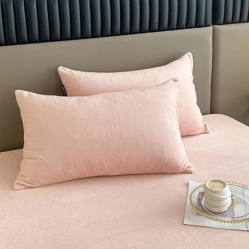 Velvet Fabric Pillowcase Bedding Sleeping Pillowcover High Quality Solid Color Pillow Cover Winter Warm Flannel Pillow Case