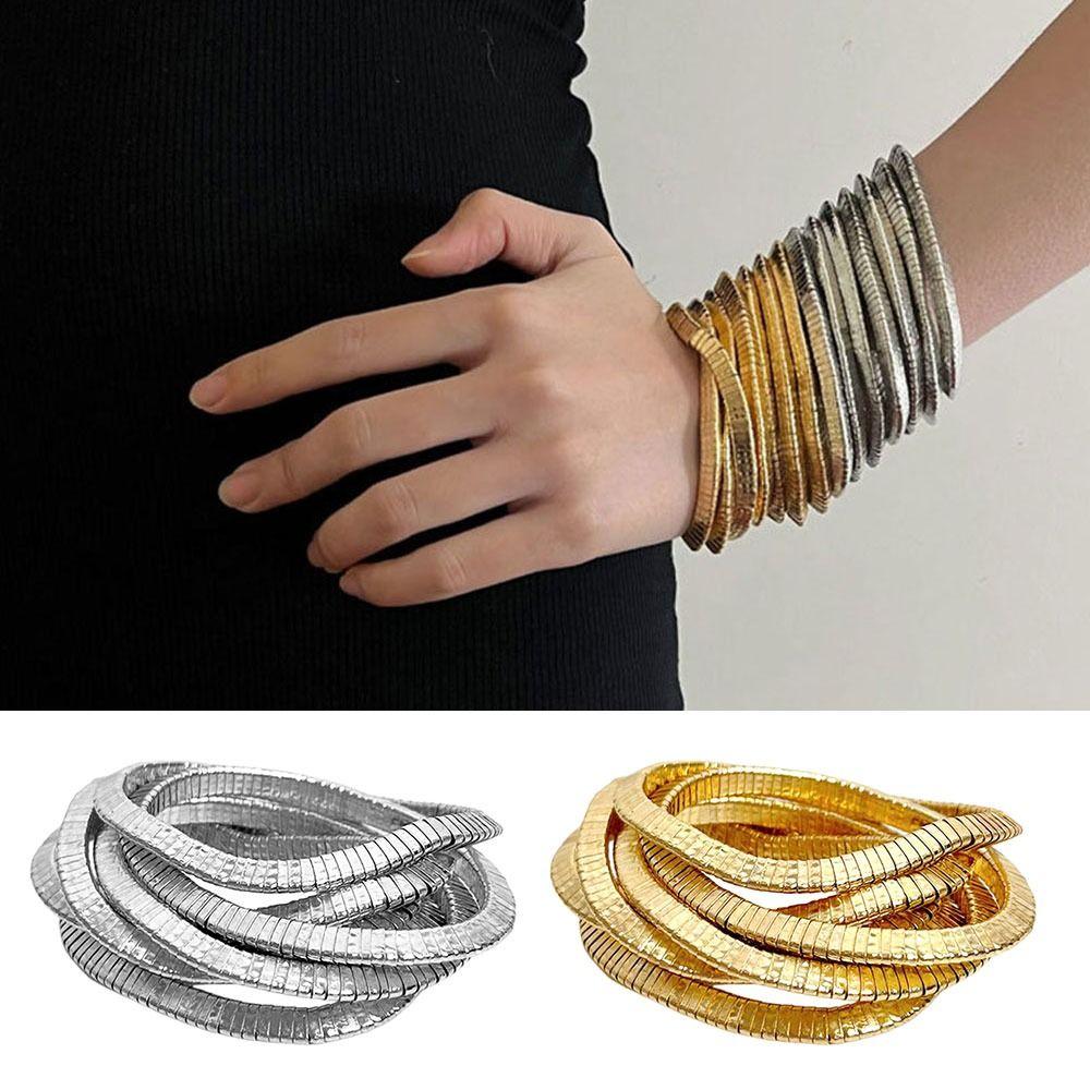 Золотистый гибкий браслет из сплава, многослойный браслет, новый сгибаемый браслет, ювелирные аксессуары