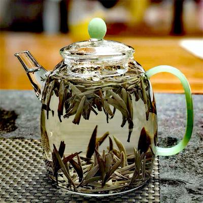 300 мл Жаростойкий Маленький Стеклянный Чайник Имитация Нефритовой Ручки Мини Чайник для Зеленого Чая Аксессуары для Кунг-фу Чайного Набора на Одного Человека