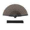 Amemari Formal Fan with Folding Bag Shojuan Black Fabric Folding Fan with Folding Perfect for Summer Tea and and Art Women's Set, Formal, See-Through