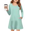 Girls' Long Sleeve Dress - Solid Color Pocket Dress