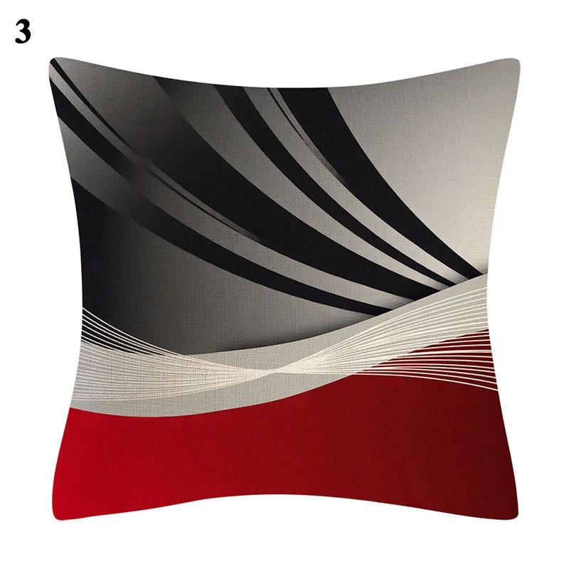 Housses De Coussin De Canapé À Motif Géométrique, Taie D'oreiller De Voiture, Décoration D'intérieur, Salon, Noir, Rouge