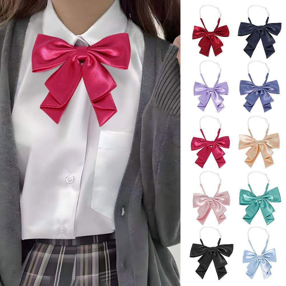 Solid Color JK Ties Fashion Oversized Swallowtail Bowknot  For Women College Girls