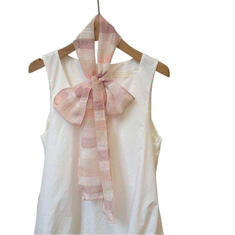 Шелковый шарф длинная полоска высококлассный новый литературный полосатый дышащий влагоотводящий шейный маленький шарф тонкий шарф женская косынка повязка на голову