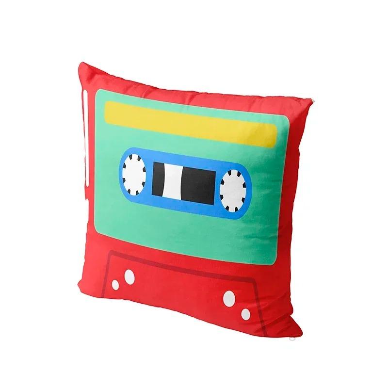 Home Decor Retro 90s Cassette Tape Pattern Pillow Covers Pattern Cushion Cover Suitable for Sofa Bedroom Car Pillow Cover