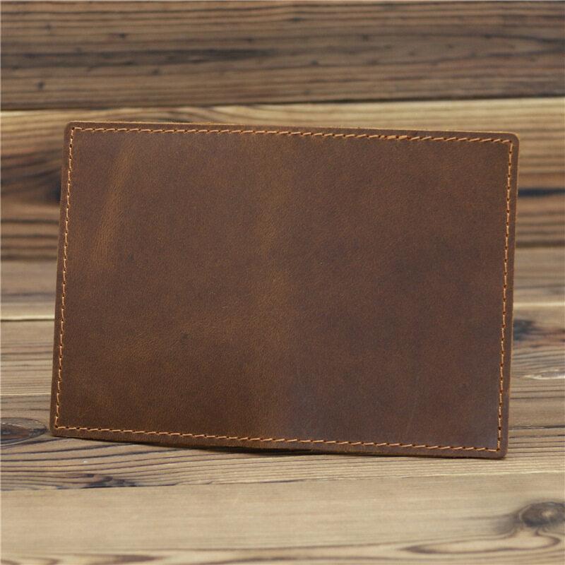 Vintage Crazy Horse Leather Credit Card Holder Thin Wallet Mens Real Cowhide Slim ID VIP Cards Bags Small Leisure Purses