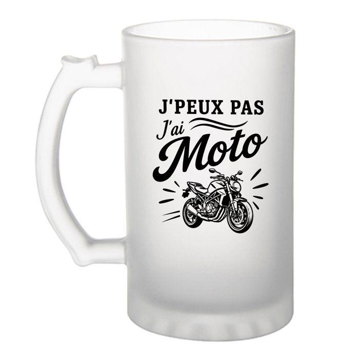 Chope de bière - PLANETEE - J'peux pas minimaliste - Verre trempé givré - 470 ml - Imprimée en Bretagne