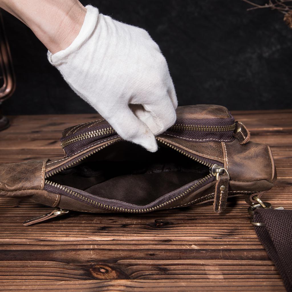 Качественная мужская оригинальная кожаная модная сумка на груди, дизайнерская мужская сумка через плечо на слинге, сумка на одно плечо, рюкзак, рюкзак