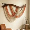 Woven Wall Hanging Large Tapestry for Bedroom Living Room, Boho Cotton Wavy Texture Rope Gradient Art Decor, Home Handmade Decor