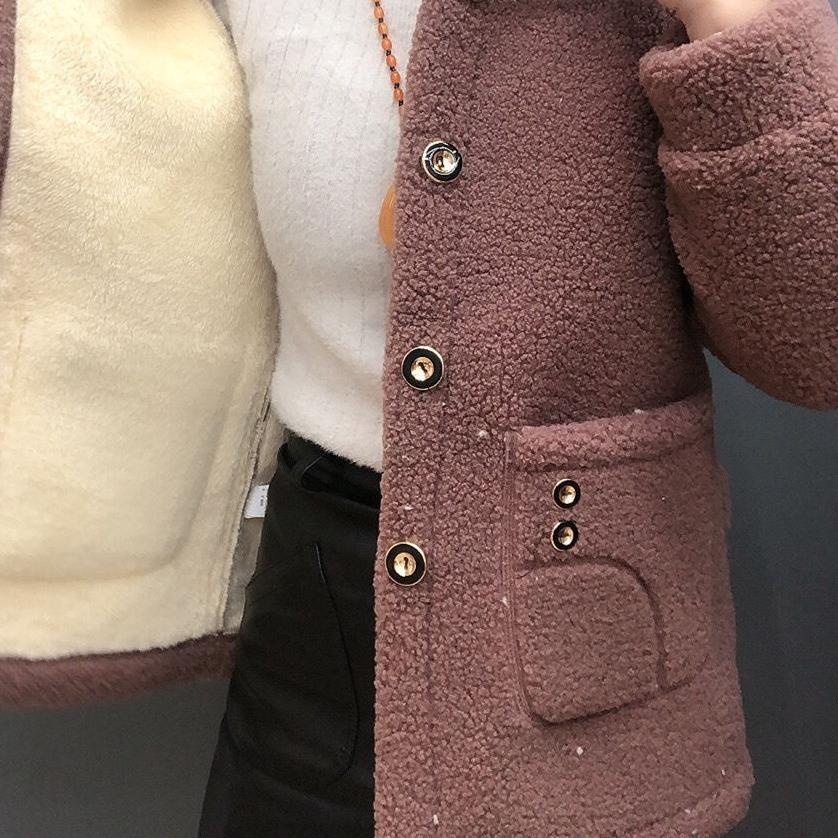 Autumn Winter Thickened Women's Patchwork Sheep Wool Coat with Fur,casual Vintage Clothing,plus Size