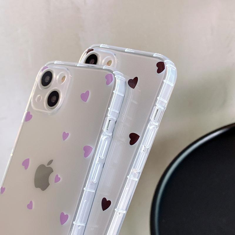 Чехол для телефона iPhone 15 14 Pro Max 13 12 11 X XR XS Прозрачный мультяшный Love Heart Мягкий TPU