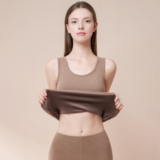 Thermal Tank Top for Women Fleece Lined Sleeveless Undershirt Crew Neck Camisole Warm Base Layer Slim Fit Underwear Tops