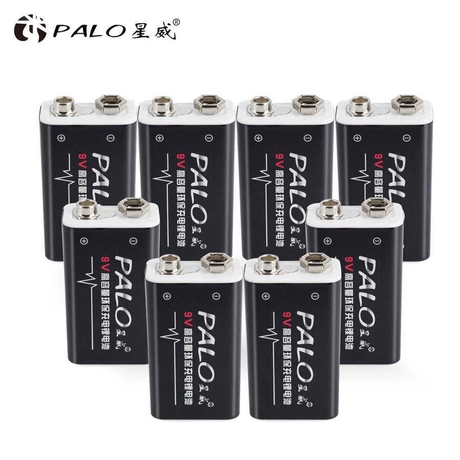PALO 8 шт., 9 В, 600 мАч, аккумуляторная батарея, прочный аккумулятор, литий-ионный блок питания