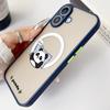 Магнитный чехол с рисунком спящей панды для iPhone 16 Pro 15 14 Plus 13 12 Pro Max 11, ударопрочный, прозрачный, с мягкими краями, акриловый, жесткий, защитный чехол для линз