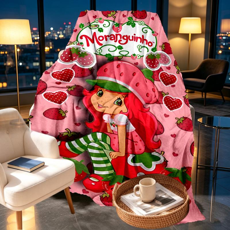 Strawberry Shortcake Print Blanket - Soft & Comfortable, for Bedroom, Travel, Sofa, Home Decoration - Birthday Christmas Gift for Friend