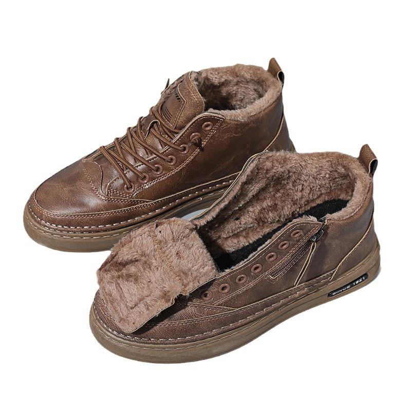Зимние ботинки мужские высокие зимние бархатные теплые утолщенные ботинки из северо-восточного хлопка интегрированные водонепроницаемые и нескользящие ботинки из хлопка