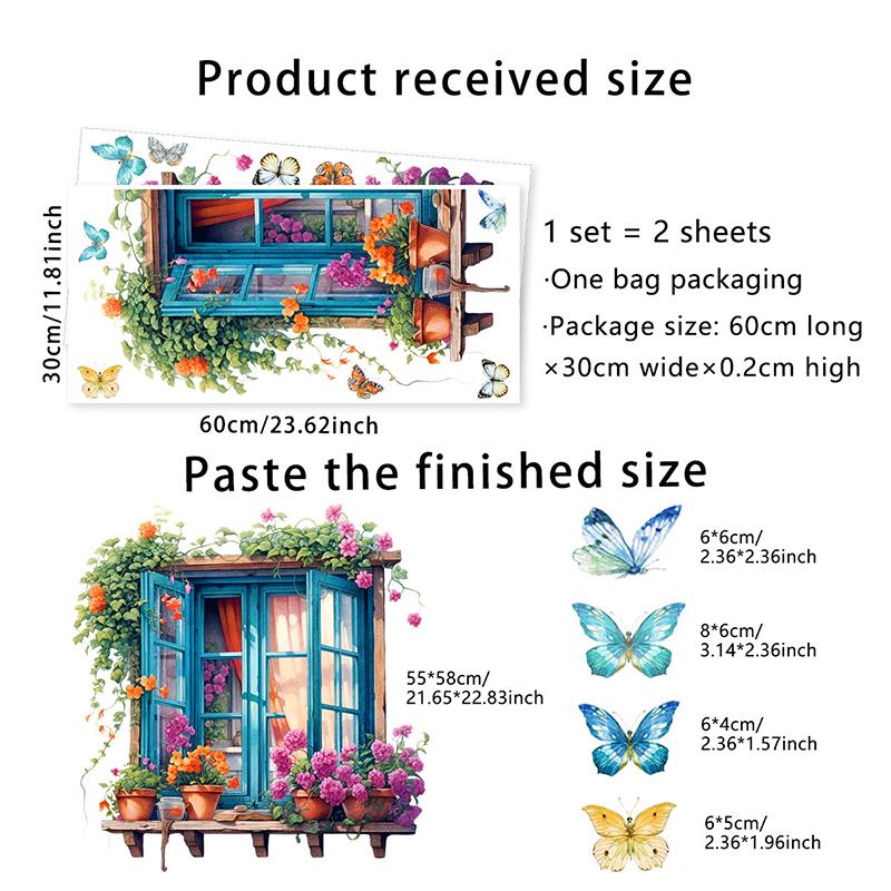 2 шт., наклейки на стену с изображением окна, без очков, 3D-декор для стен, отклеивающиеся и приклеивающиеся наклейки для гостиной, ванной комнаты