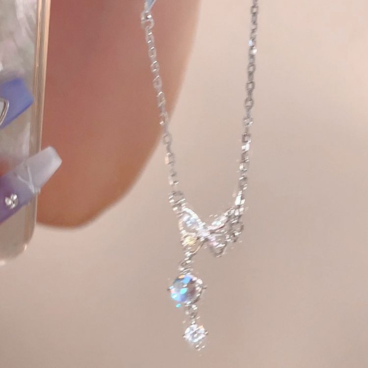 High-end Butterfly Pearl Necklace for Women Clavicle Chain Trendy Jewelry Accessory