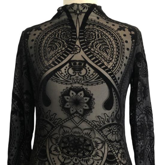 Женские топы с круглым вырезом и длинным рукавом, облегающие, весна-осень, пуловеры, топы, прозрачные, с геометрическим узором, кружевные, цветочные, сетчатые футболки