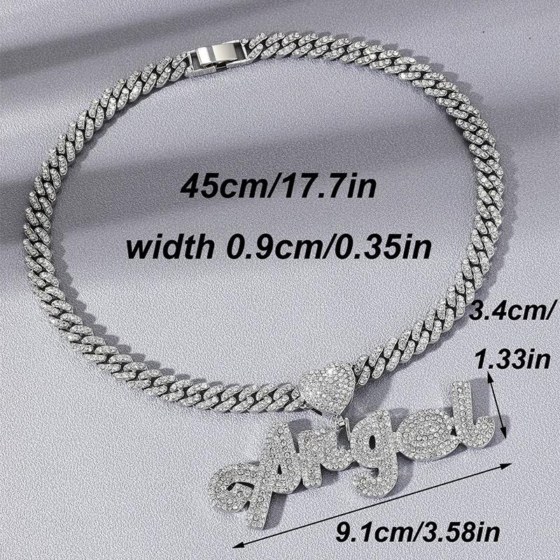 2022 Iced Out Chain Bling Хип-Хоп Подвеска В Форме Сердца Ожерелье Cz Цирконий Буква Ангел Шарм Мужчины Женщины Модные Ювелирные Изделия