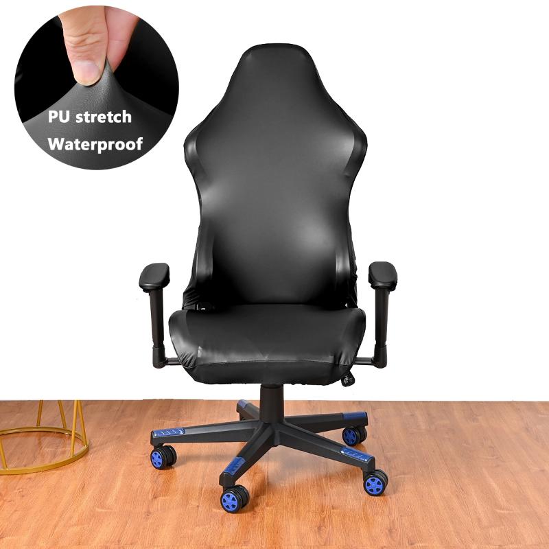 Waterproof PU Leather Slip Covers Game Chair Cover Office Elastic Chair Monochrome Armchair Cover Computer Chair Learning Game Room