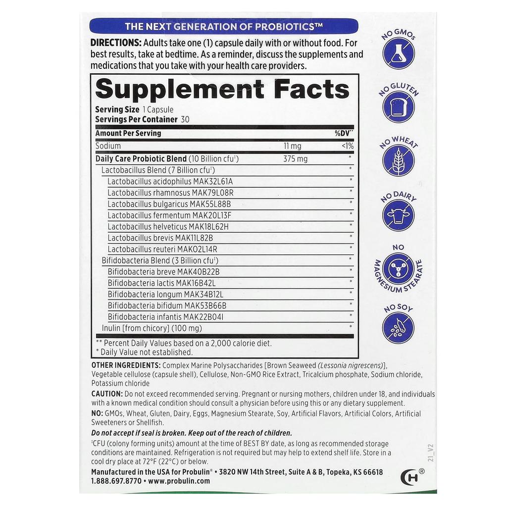 Daily Care, Probiotic, 10 Billion CFU, 30 Capsules