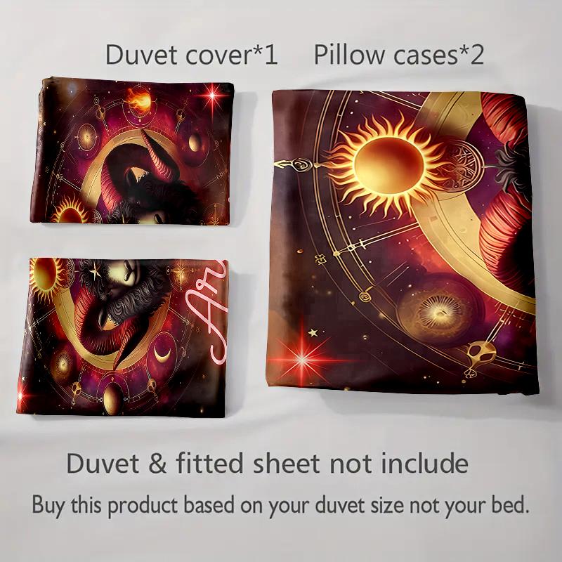 Zodiac ram design. Bedding, Duvet cover sets, Duvet covers, Pillowcases, Birthday gifts (1 * Duvet Cover 2 * Pillowcases, without duvet insert)