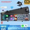 10/12 Inch 4K DashCam for Cars Rear View Mirror Wireless CarPlay Android Auto Car DVR GPS Video Recorder Car Intelligent Systems