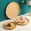 Bamboo Tray 1PC Dried Fruits Fruit Dessert Sushi Hotpot Compartment Container Coffee Table Snacks Round Compartment Tray