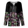 Женская модная повседневная футболка с v-образным вырезом и длинным рукавом с цветочным принтом, украшенная топами