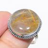 Кольцо из натурального золотистого рутила с драгоценным камнем ручной работы из цельного серебра 925 пробы S.9 Q0S02