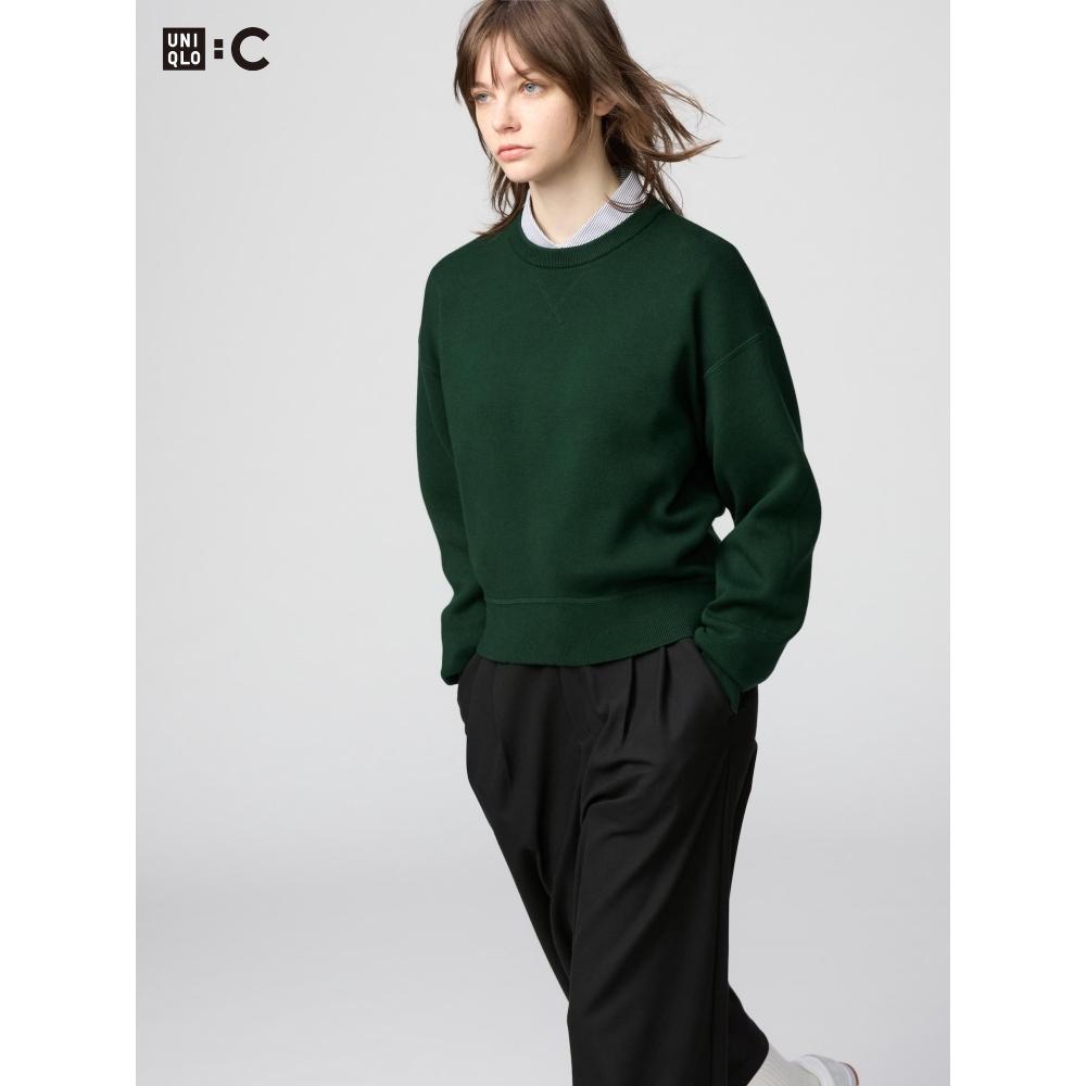 Uniqlo Японский гладкий хлопковый свитер с круглым вырезом