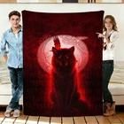 Red Wolf and Raven Flannel Blanket Soft Cozy Throws Napping Travel Use