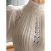 Shirt Spring and Summer High-end Sense of White Puff Sleeve Stand-up Collar Blouse Women