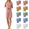 Women's Casual Pajama Set Solid Color Short Sleeve Shorts Pants Two Pieces