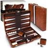 Crazy Games Backgammon Set Classic Inch Adult Backgammon Set Board Game with Premium Leather Best Strategy Tips Guide 14.75 Case, &