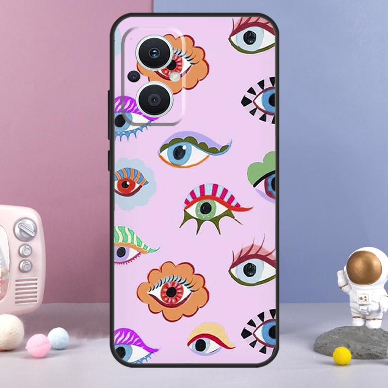 Счастливый глаз Синий с принтом Глаза Дьявола Чехол Для OPPO Reno 8 Lite 11F 12F 13F 14F 10 11 12 13 14 Pro OPPO Find X9 X5 X6 X8 Pro Чехол