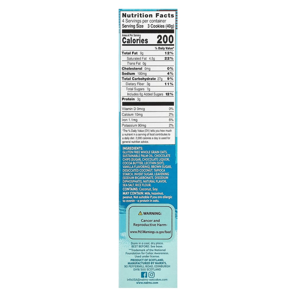 Nairn's Breakfast Oat Biscuits Dark Chocolate & Coconut 160g (5.64oz)