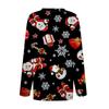 Women's Casual Fashion Sexy Comfort Christmas Prints V-Neck Button Long Sleeve T-Shirt Top