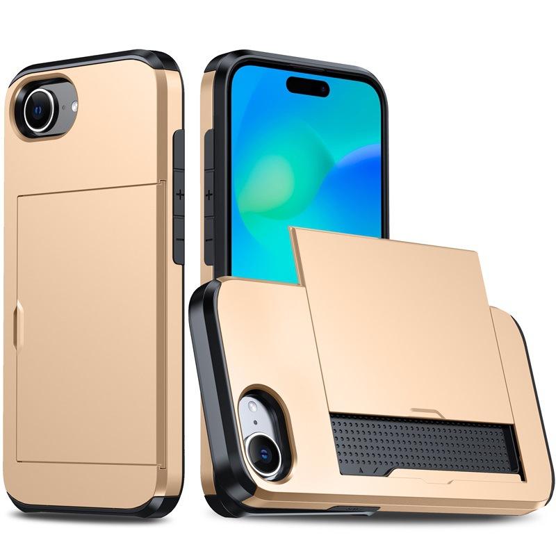 Подходит для чехла для мобильного телефона iPhone16e Apple 15 Сдвижная крышка Карта Два-в-одном Кошелек 7/8Plus Защитный чехол SE3