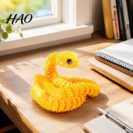 Realistic PLA Snake Model 3D Printed Articulated Toy, Flexible Movable Joints Kids Classroom Rewards Figurine, Fidget Toy for Desk Decor