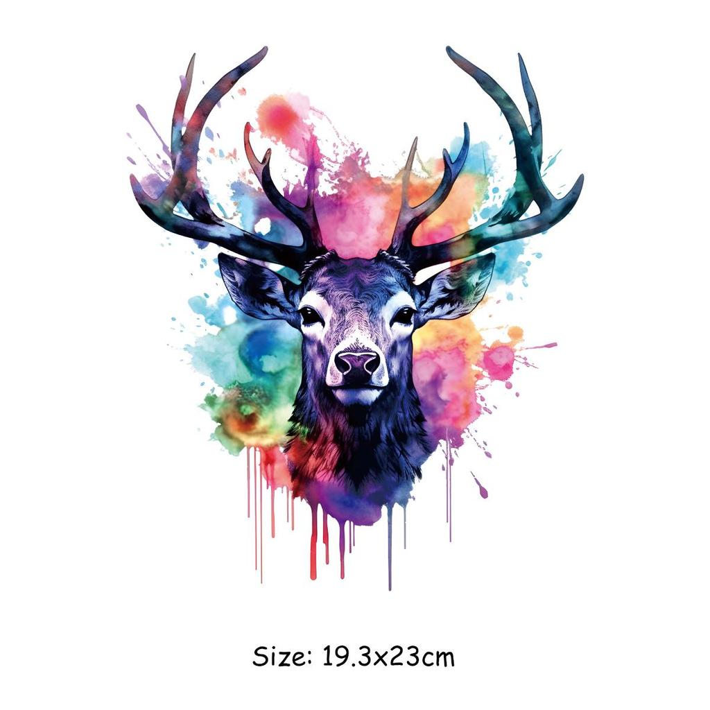 1/2pcs Looking At You Elk Heat Transfer Sticker, DIY Iron-On Decals For Clothes, T-Shirt Making, Pillow Decorating, Clothing Supplies & Appliques