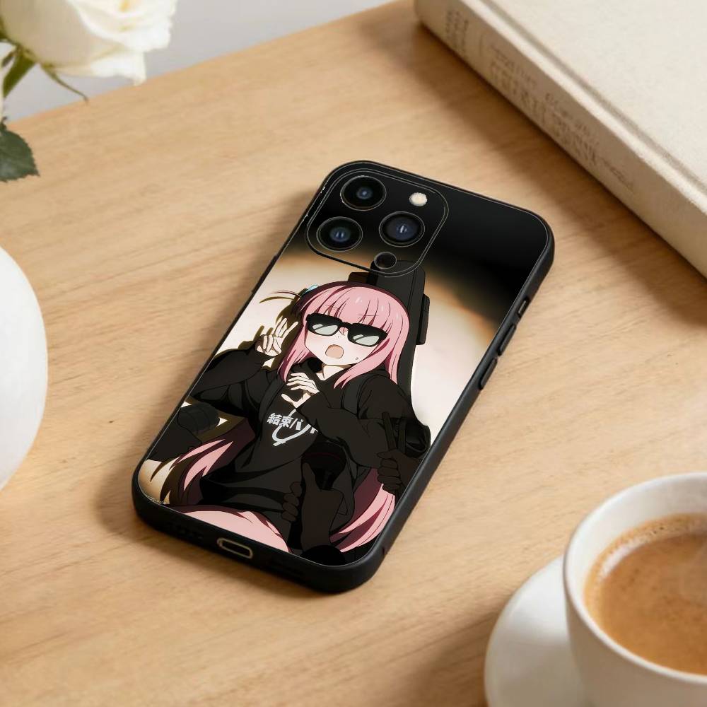 Anime Cute B-BOCCHI T-THE R-ROCK Phone Case For iPhone 16,15,14,13,12,17,Pro Max,Plus Silicone Black Case