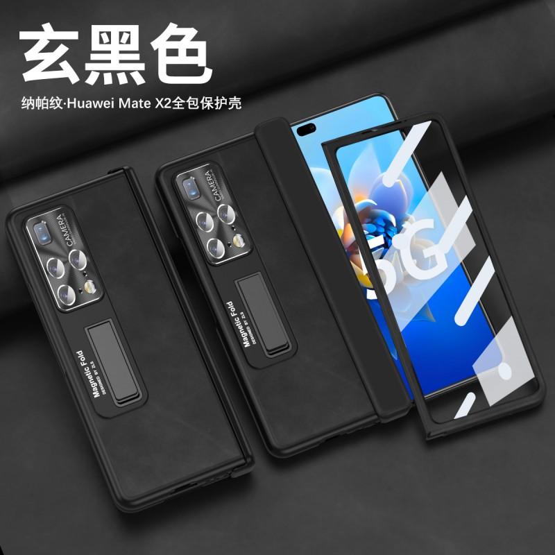 MATE X2 Phone Case With Magnetic Foldable Hinge Full-Body Protection Vegan Leather Finish Shockproof Stand Function
