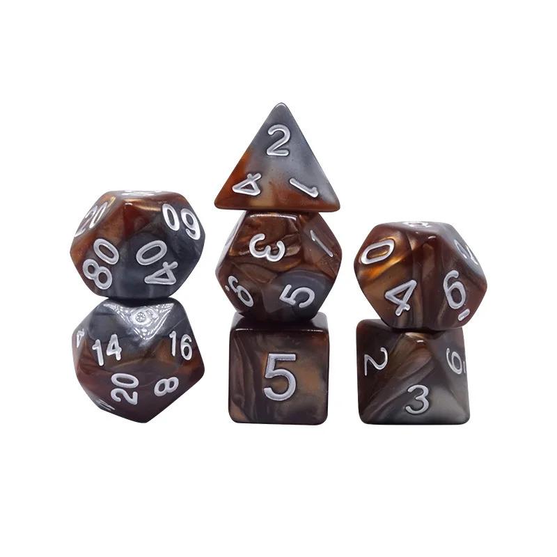 Многогранные игральные кости 7 шт./лот DnD RPG ролевые карточные игры набор игральных костей для настольных игр смешивание цветов многосторонний набор игральных костей для настольной игры