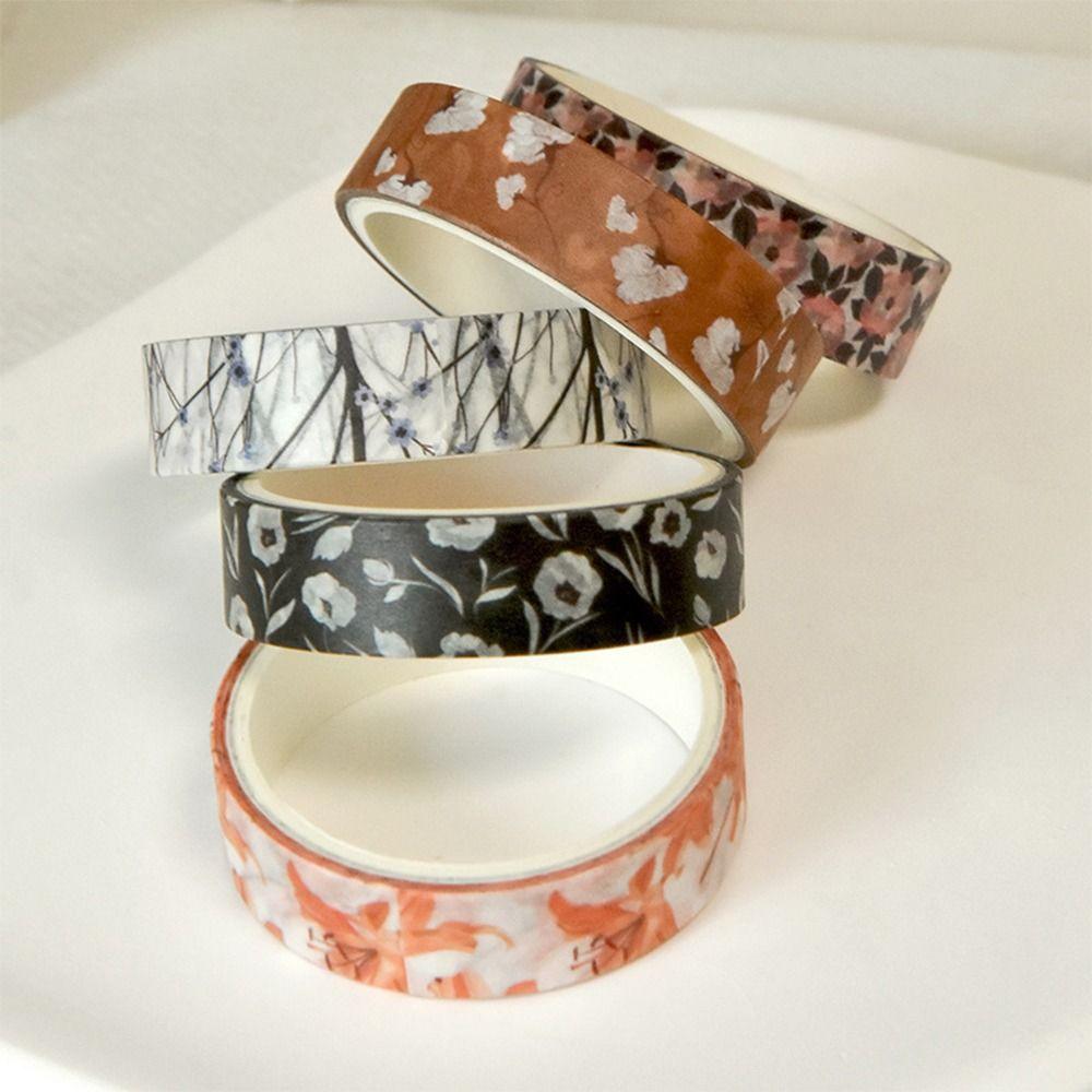 5 Rolls Spring Flower Washi Tape Self-adhesive Multicolor Scrapbooking Decorative Tape Wrapping DIY Wrapping Washi Tape