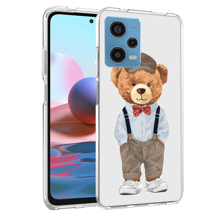 Крутой чехол для телефона с мишкой Тедди, модный, для селфи, для Redmi Note 13 12 14 15 Pro Plus 13R 11 11T 11E 11S 10 Pro 10S 9 9S, прозрачный чехол для телефона