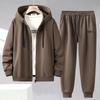 Men's Spring and Autumn Plus Size Sports Suit Solid Color Hooded Jacket + Sweatpants Two-piece Set